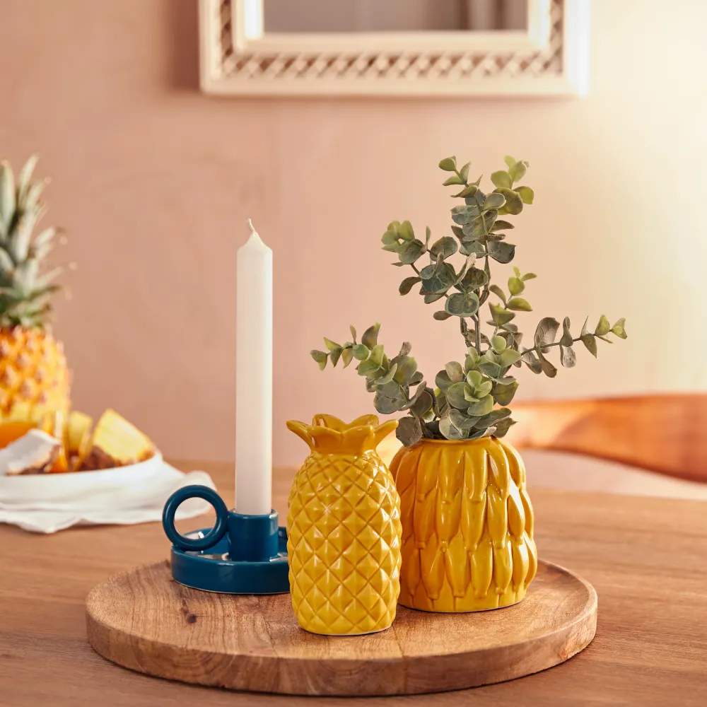 Atmosphäre Keramik Yucatan Ananas Vase - Ø9xh10cm - Gelb -