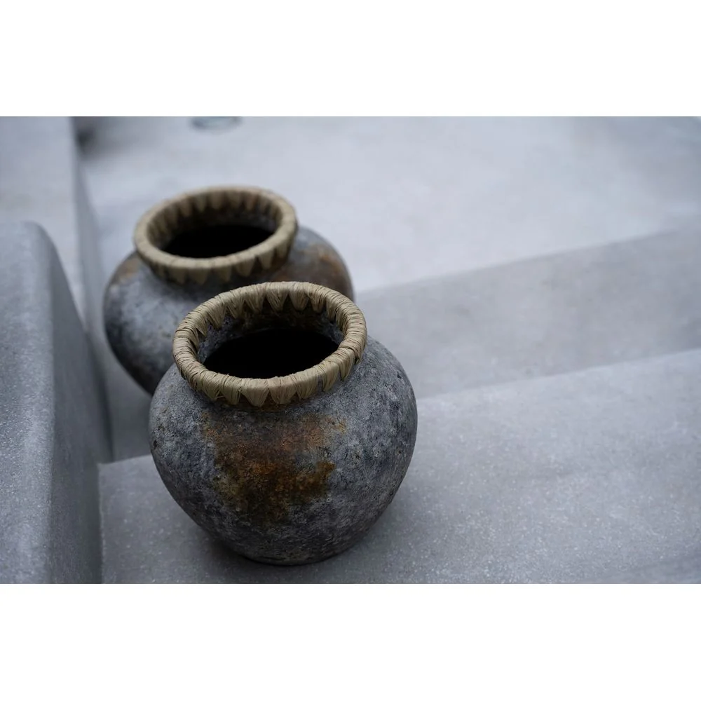 Bazar Bizar Die stilvolle Vase-Antikes Grau-L