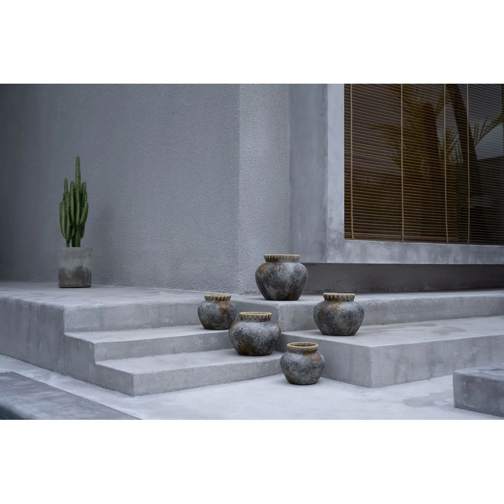 Bazar Bizar Die stilvolle Vase-Antikes Grau-L