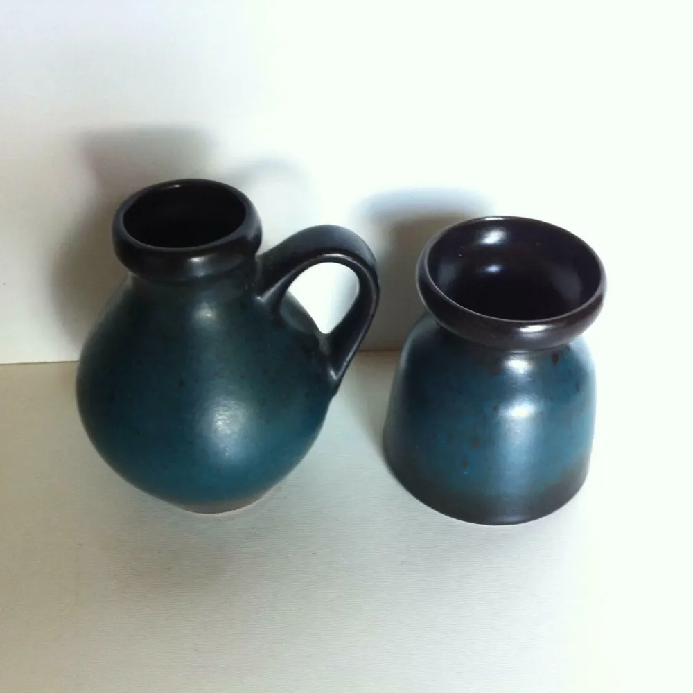 BÜCKEBURG Keramik Vasen blau Väschen H 7,5 / 9,5 cm 60er gelabelt Vase