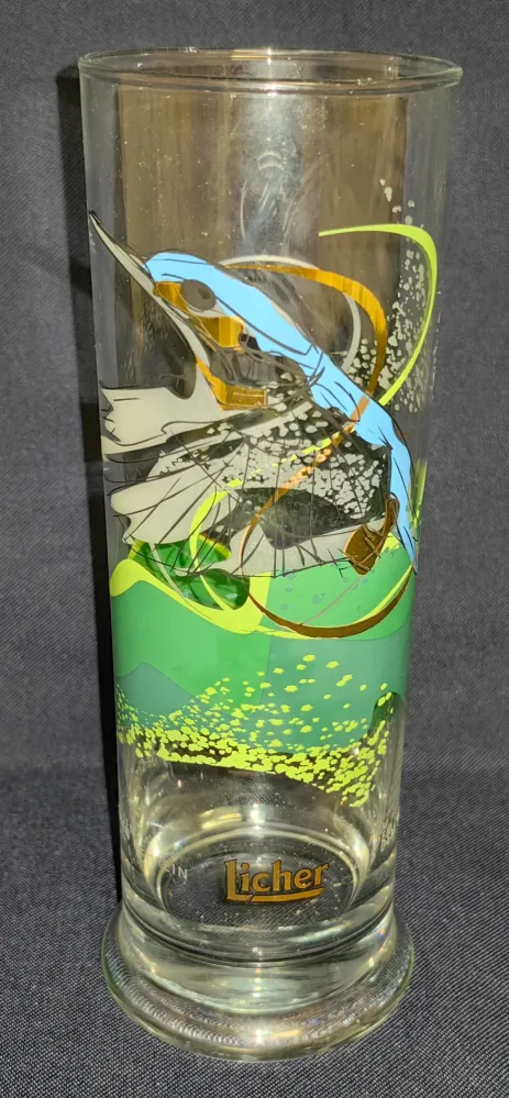 BIER~ GETRÄNKE~ SAMMELGLAS "Kunstflug" - Hartglas, Natur Fauna Flora Eisvogel Motiv Dekor, Carsten Kehrein Designer (nBC)