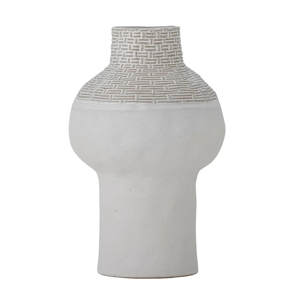 Bloomingville Iyore Vase, Weiß, Steingut