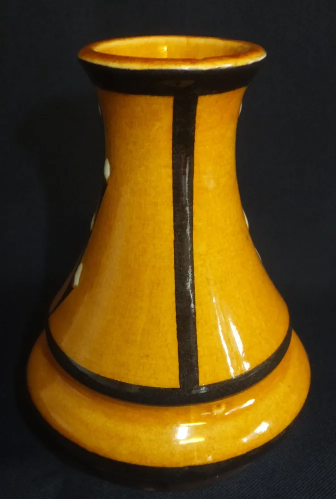 BLUMENVASE - Keramik / Steingut, Flora Kätzchenweide Blüten Ast Linien Dekorrand Motiv Dekor