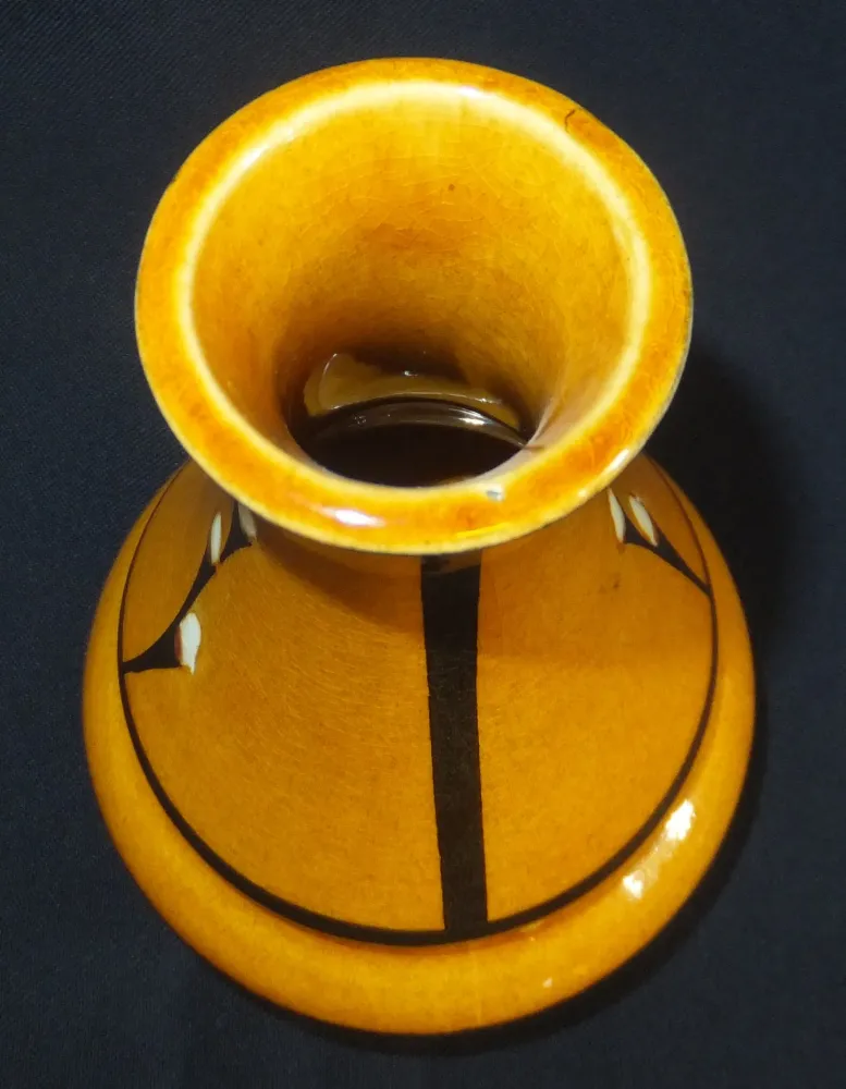 BLUMENVASE - Keramik / Steingut, Flora Kätzchenweide Blüten Ast Linien Dekorrand Motiv Dekor