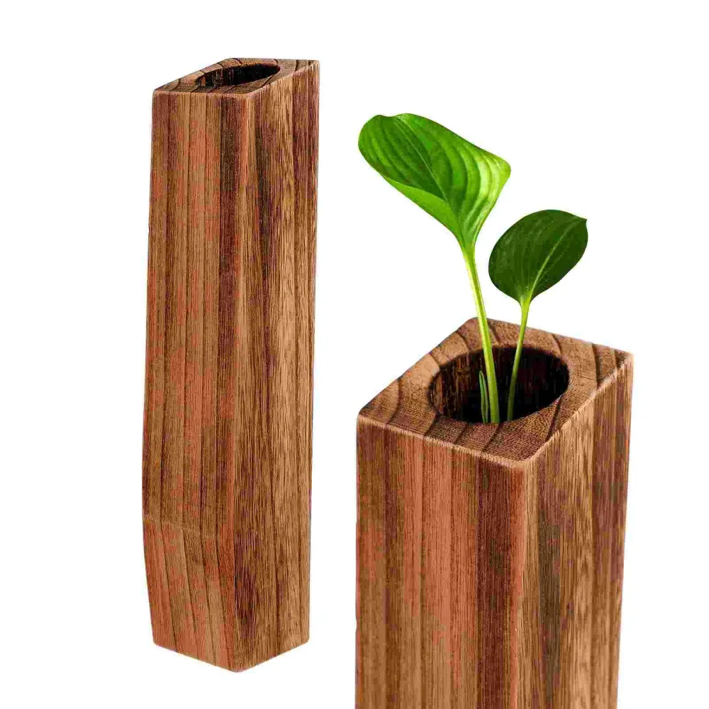 Bodenstehende Vase Pflanzenbehälter Holz dekorative Pflanzentöpfe Blumenvase Holzdekoration Vase Blumentopf Desktop-Dekora...