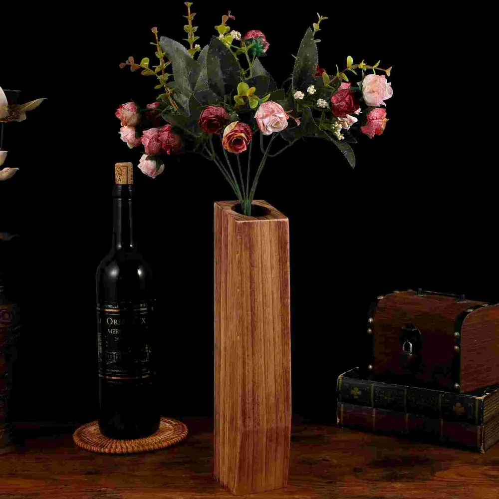 Bodenstehende Vase Pflanzenbehälter Holz dekorative Pflanzentöpfe Blumenvase Holzdekoration Vase Blumentopf Desktop-Dekora...