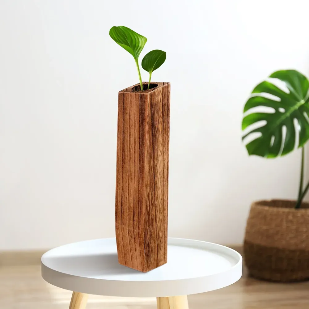 Bodenstehende Vase Pflanzenbehälter Holz dekorative Pflanzentöpfe Blumenvase Holzdekoration Vase Blumentopf Desktop-Dekora...