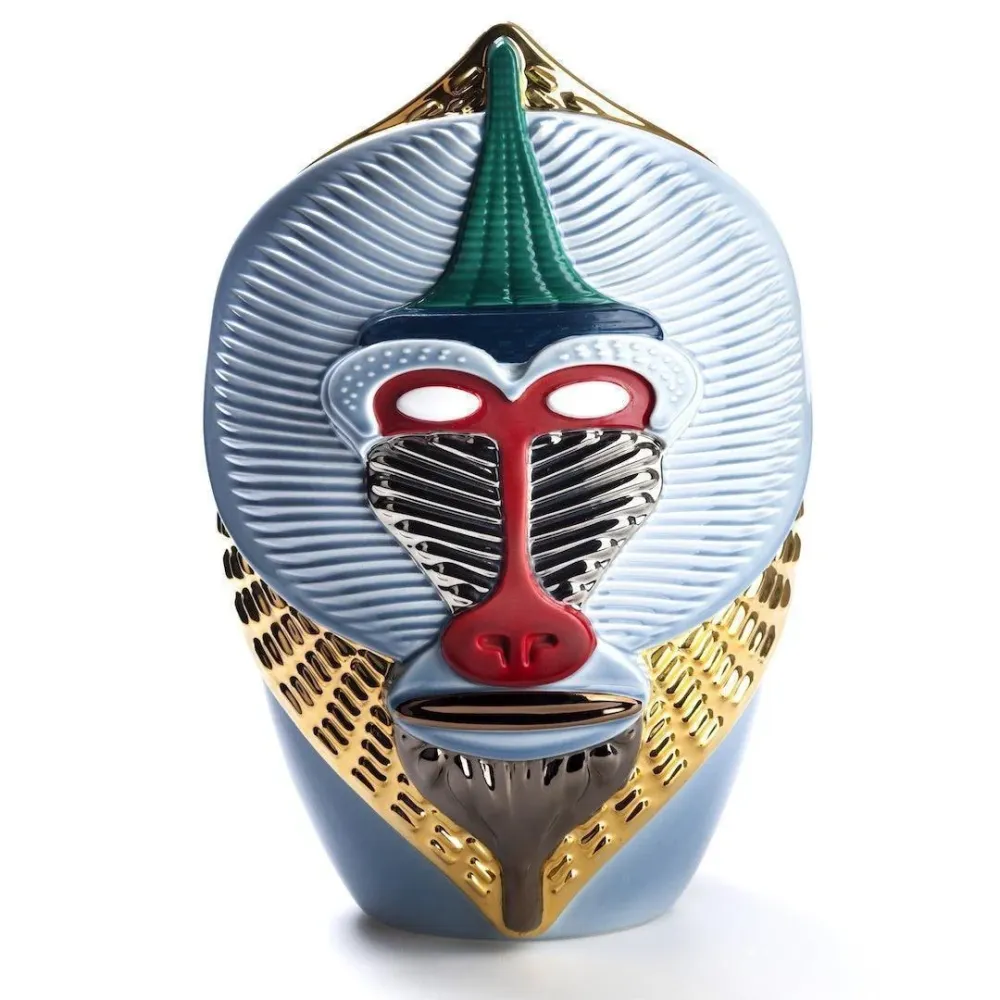 Bosa VASE PRIMATES MANDRILLUS | Hellblau