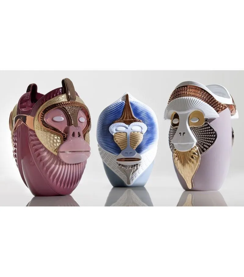 Bosa VASE PRIMATES MANDRILLUS | Hellblau