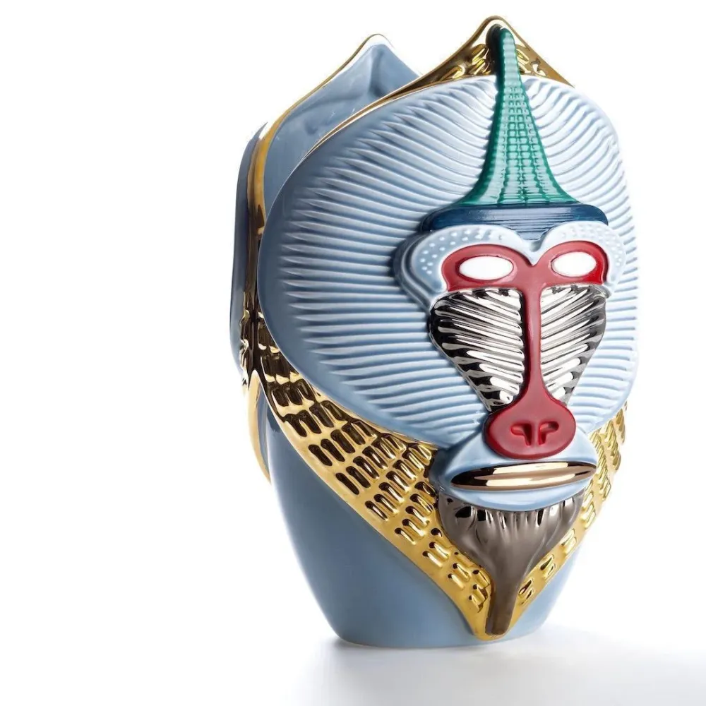 Bosa VASE PRIMATES MANDRILLUS | Hellblau