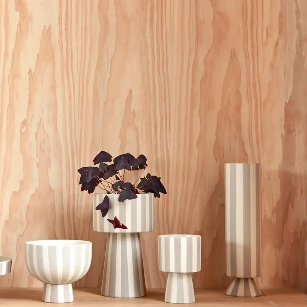 B-Ware Oyoy Vase Gefäß Streifenmuster Keramik Weiß Schwarz 28 Cm Toppu Serie