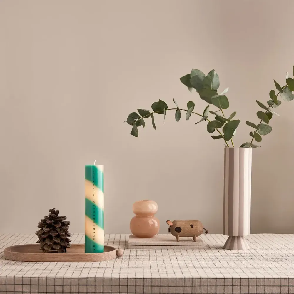 B-Ware Oyoy Vase Gefäß Streifenmuster Keramik Weiß Schwarz 28 Cm Toppu Serie