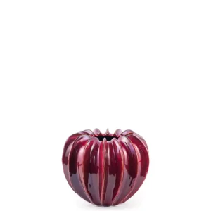 Des Pots | Vase bordeaux skulpturale Form H 13 Ø 16 cm