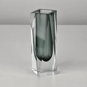 DESIGN VASE Kristall Glas Murano Sommerso Vintage Rauchglas 60er 70er Mid Century