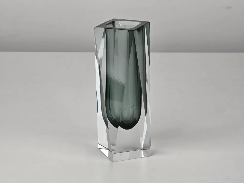 DESIGN VASE Kristall Glas Murano Sommerso Vintage Rauchglas 60er 70er Mid Century