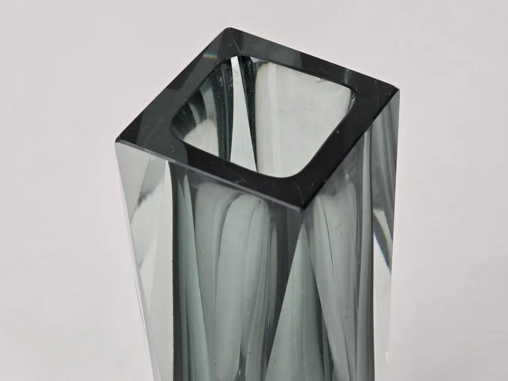 DESIGN VASE Kristall Glas Murano Sommerso Vintage Rauchglas 60er 70er Mid Century