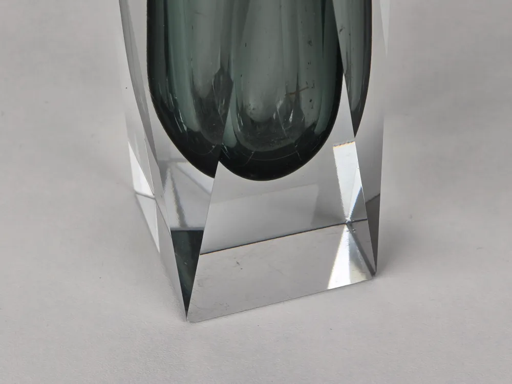 DESIGN VASE Kristall Glas Murano Sommerso Vintage Rauchglas 60er 70er Mid Century