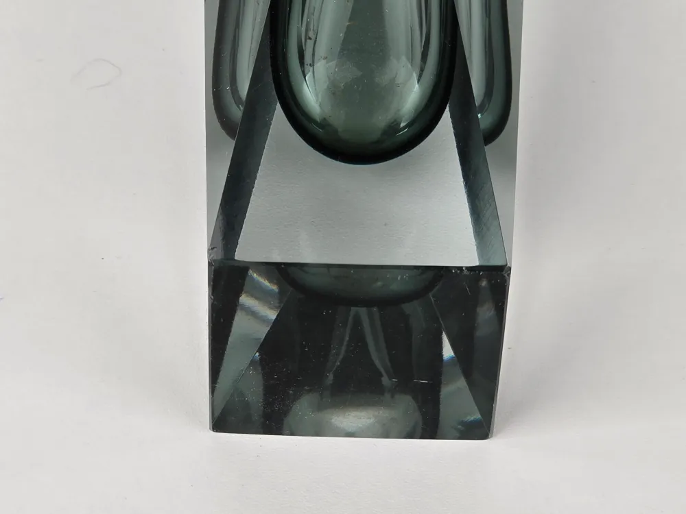 DESIGN VASE Kristall Glas Murano Sommerso Vintage Rauchglas 60er 70er Mid Century