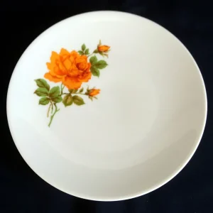 DESSERTTELLER - Porzellan, Flora Pflanzen Rosenblumen Blüten Motiv Dekor