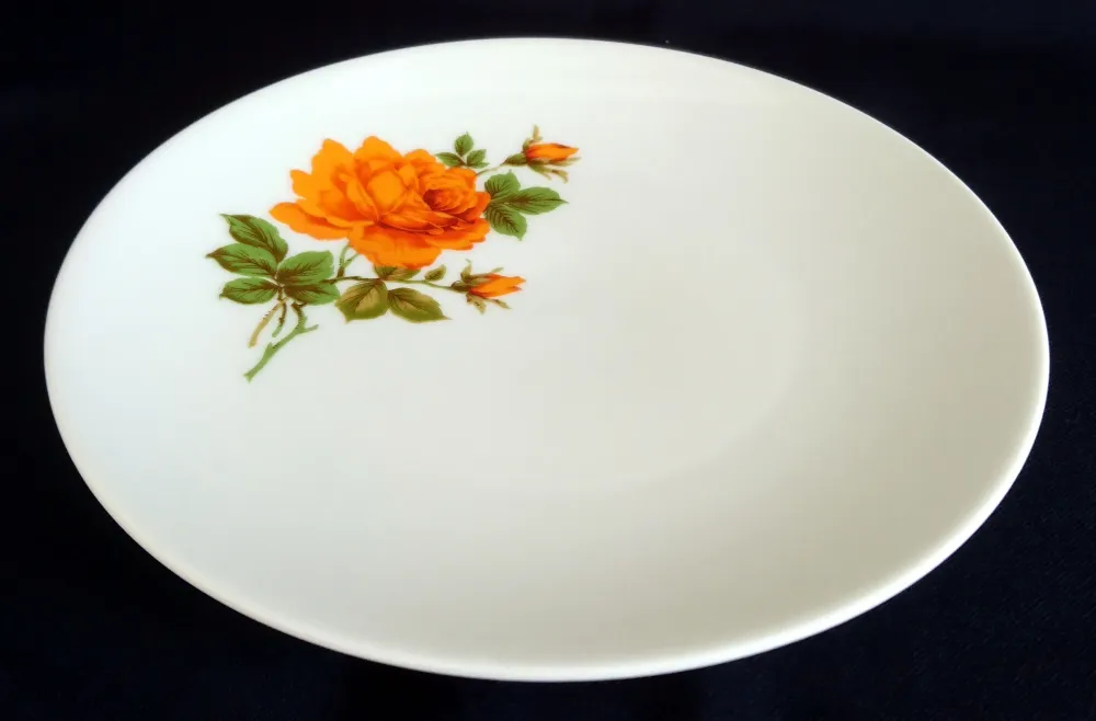 DESSERTTELLER - Porzellan, Flora Pflanzen Rosenblumen Blüten Motiv Dekor