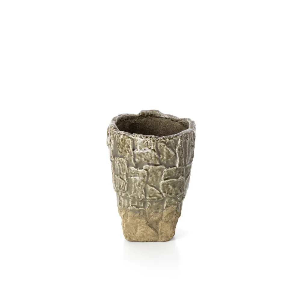 Die Rock Textur Vase - Grauer Stein - S