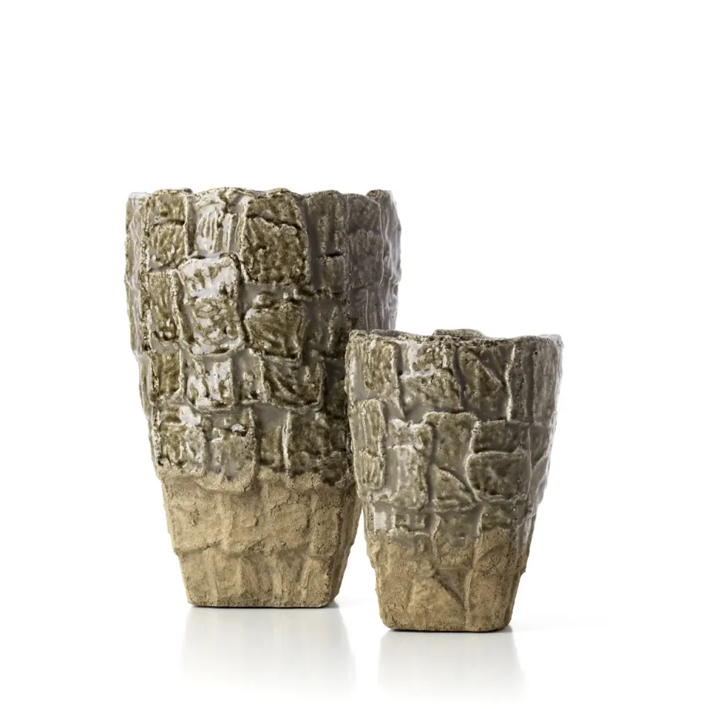 Die Rock Textur Vase - Grauer Stein - S