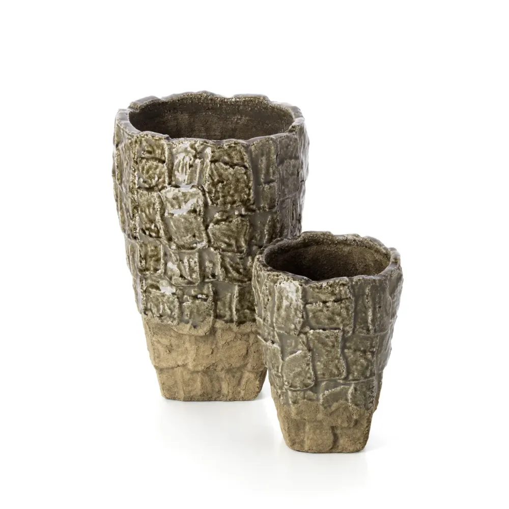 Die Rock Textur Vase - Grauer Stein - S