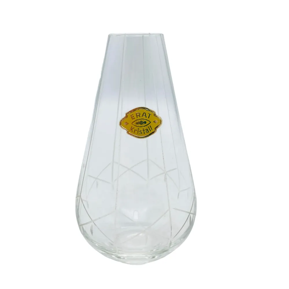 Erat Kristall Vase Glas beschliffen 50er 60er Mid Century Lounge