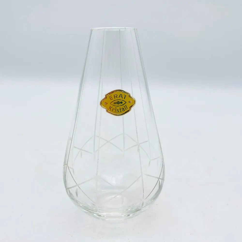 Erat Kristall Vase Glas beschliffen 50er 60er Mid Century Lounge