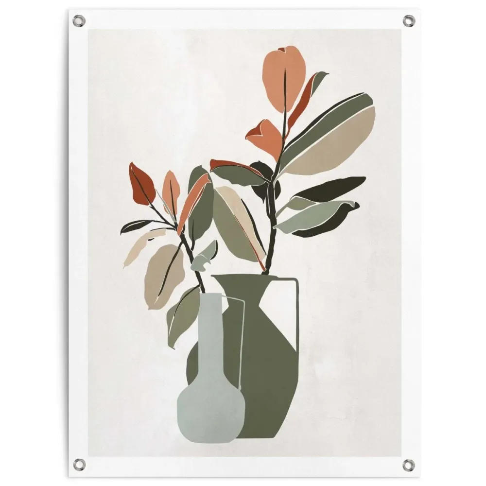 Gartendeko Vase mit blättrigen Zweigen 80x60