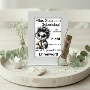 Geldgeschenk zum Geburtstag Bilderrahmen mit Vase – Lustige Geburtstagskarte mit Geldschein Geschenk