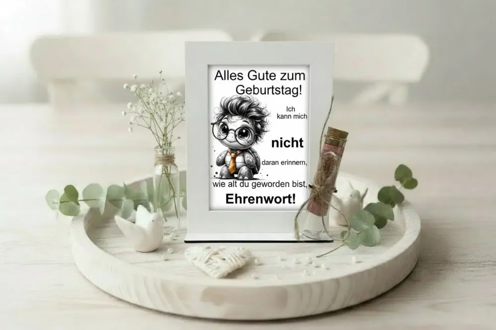 Geldgeschenk zum Geburtstag Bilderrahmen mit Vase – Lustige Geburtstagskarte mit Geldschein Geschenk