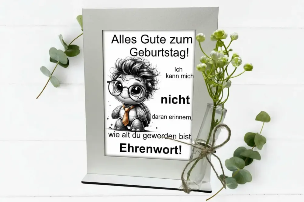 Geldgeschenk zum Geburtstag Bilderrahmen mit Vase – Lustige Geburtstagskarte mit Geldschein Geschenk