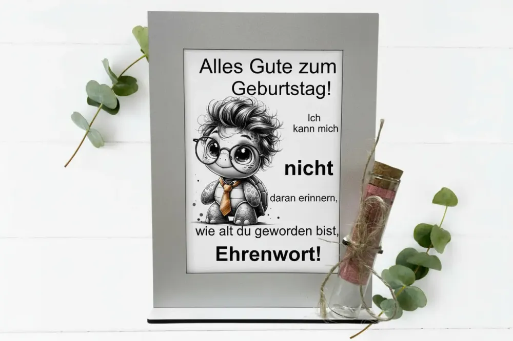 Geldgeschenk zum Geburtstag Bilderrahmen mit Vase – Lustige Geburtstagskarte mit Geldschein Geschenk