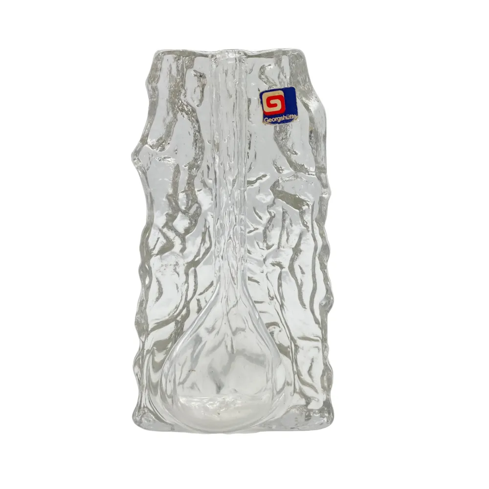 Georgshütte Vase Solifleur Glas Struktur 60er 70er Vintage