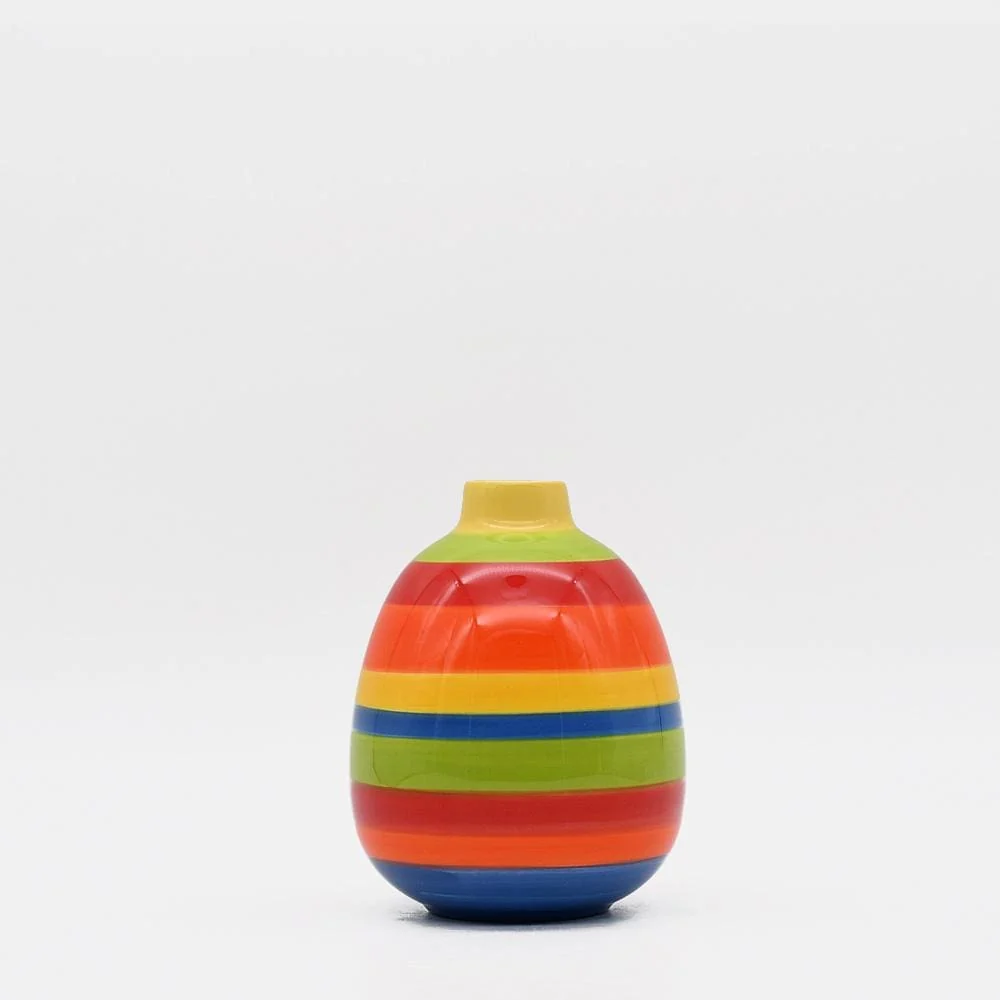Gestreifte ovale Vase - Mehrfarbig
