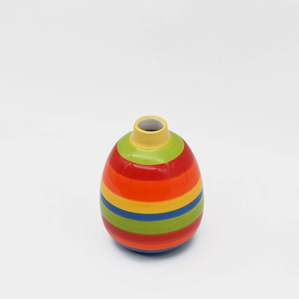Gestreifte ovale Vase - Mehrfarbig
