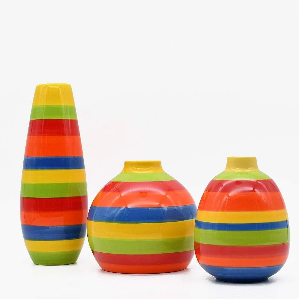 Gestreifte ovale Vase - Mehrfarbig
