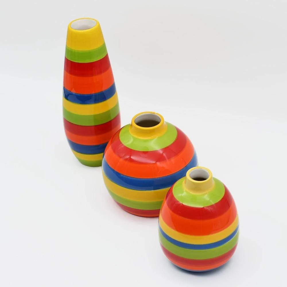 Gestreifte ovale Vase - Mehrfarbig