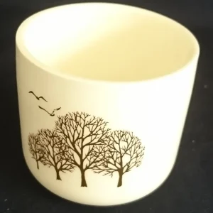 GETRÄNKEBECHER - Keramik / Steingut, Flora Fauna Baum Bäume Wald Vogel Vögel Motiv Dekor (nBC)