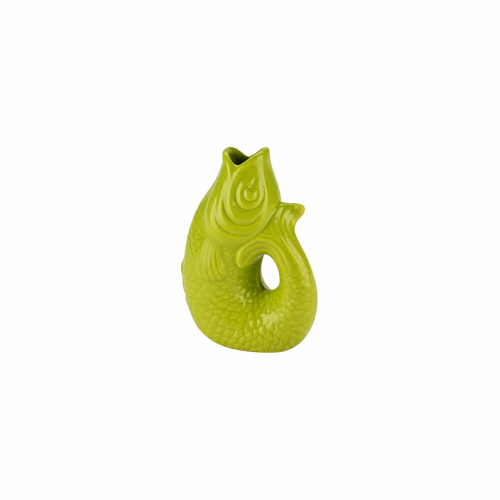 Gift Company Vase Monsieur Carafon XS, Dekovase Fisch-Form, Steingut, Lime, 13 cm, 1087402095