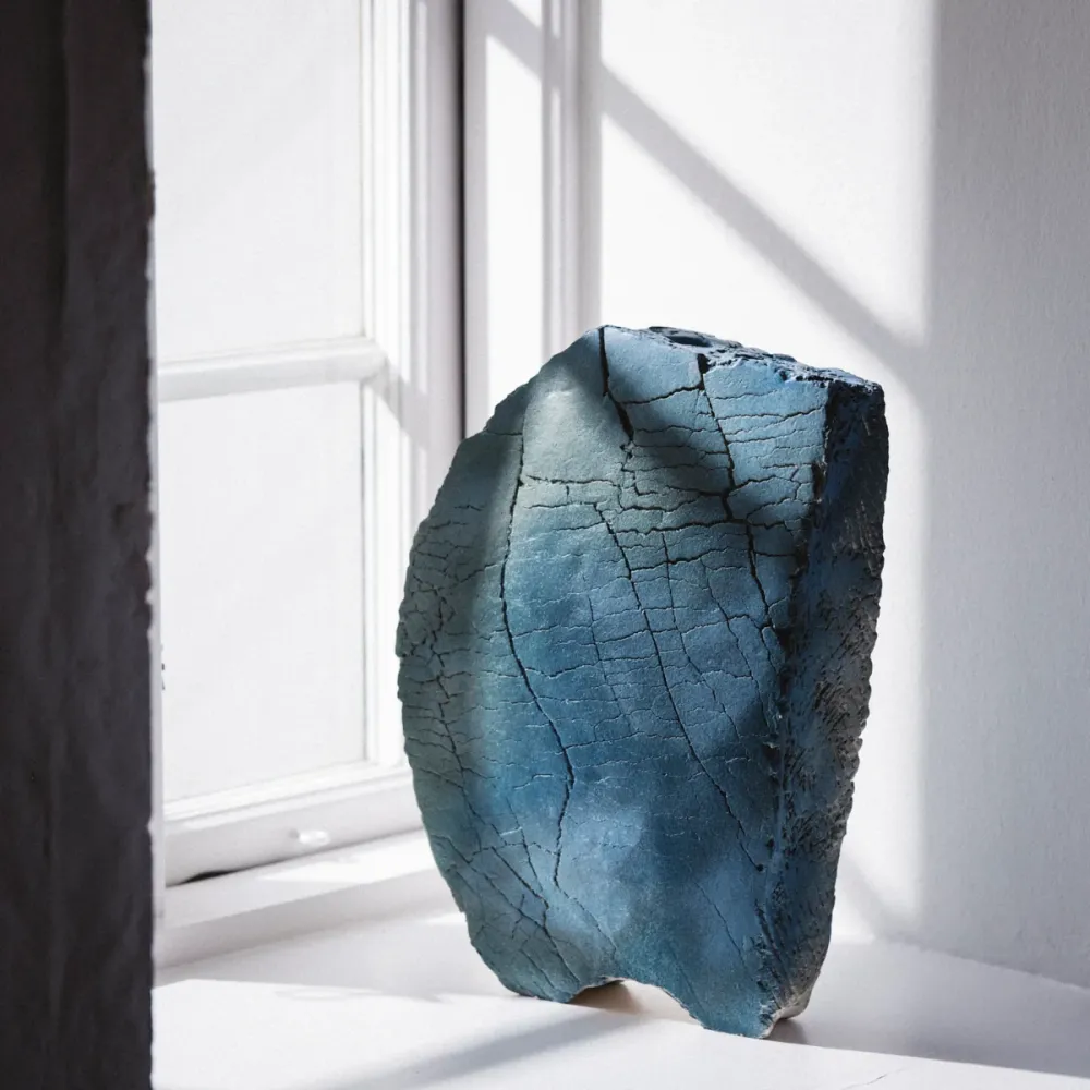 Gundula Sommerer, Vase, Steinzeug | blau, (SB112)