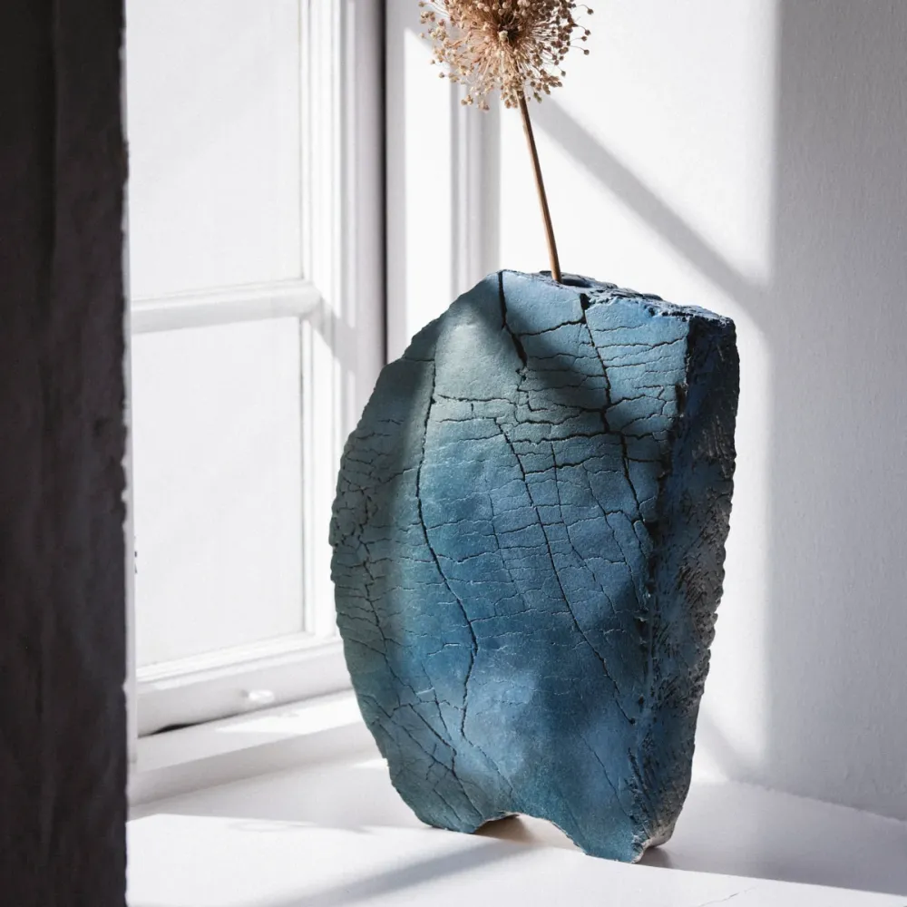 Gundula Sommerer, Vase, Steinzeug | blau, (SB112)