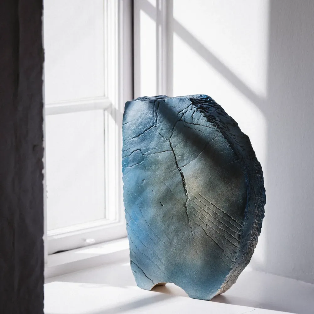 Gundula Sommerer, Vase, Steinzeug | blau, (SB112)