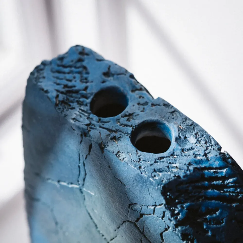 Gundula Sommerer, Vase, Steinzeug | blau, (SB112)