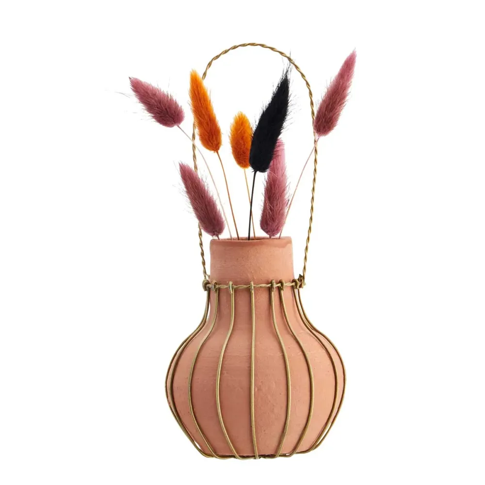 Hängende Vase mit Draht Ton 9x10 cm