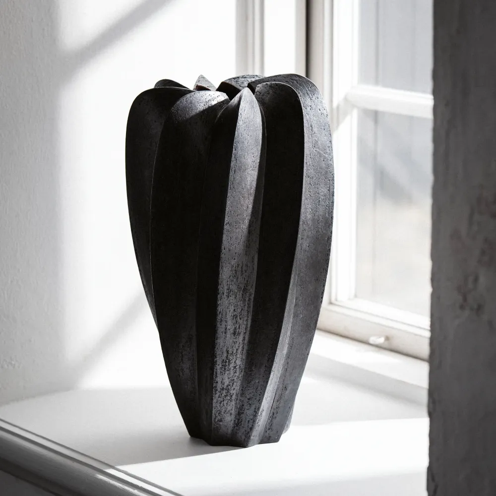 Joachim Lambrecht, Vase, Rippenvase Nr. 21, Raku, 40cm, 9.2kg