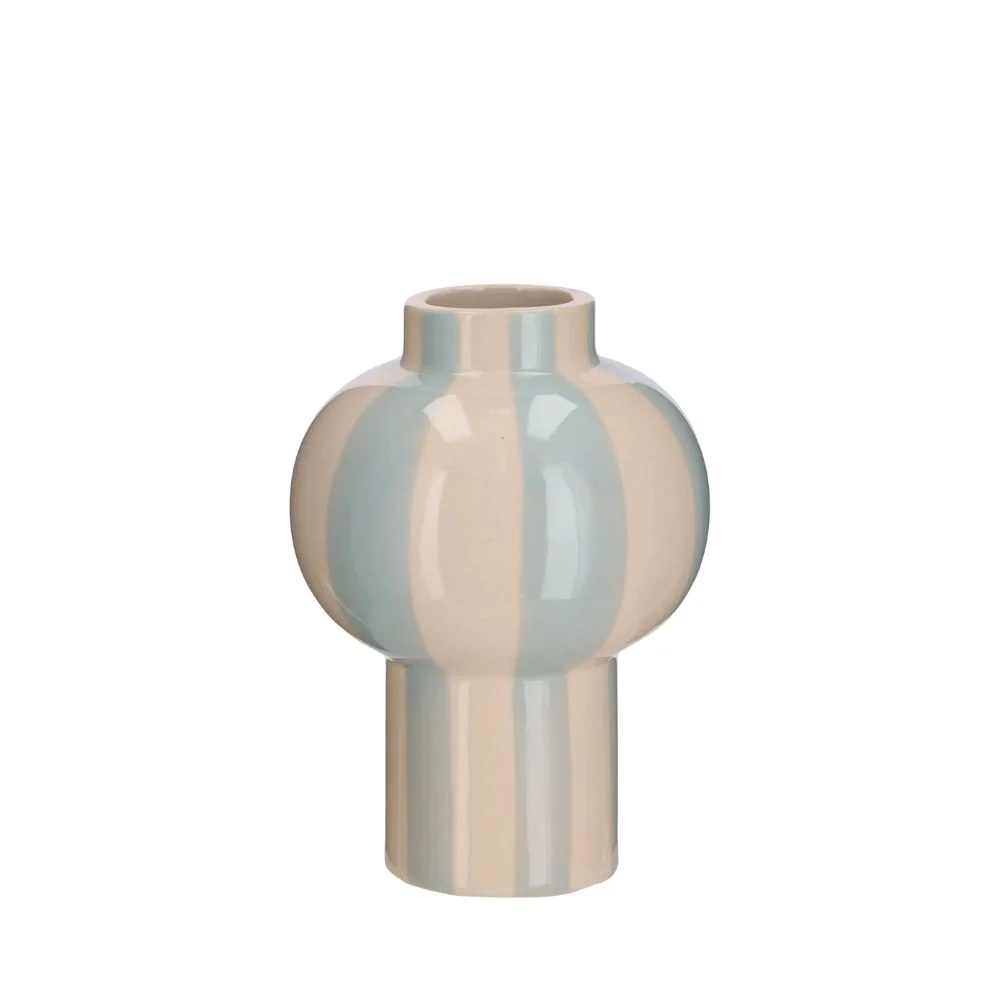 Keramik Vase Line Blau