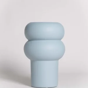 Keramikvase Hellblau ø 9,5 x 23 H cm - moderne Ripple-Vase