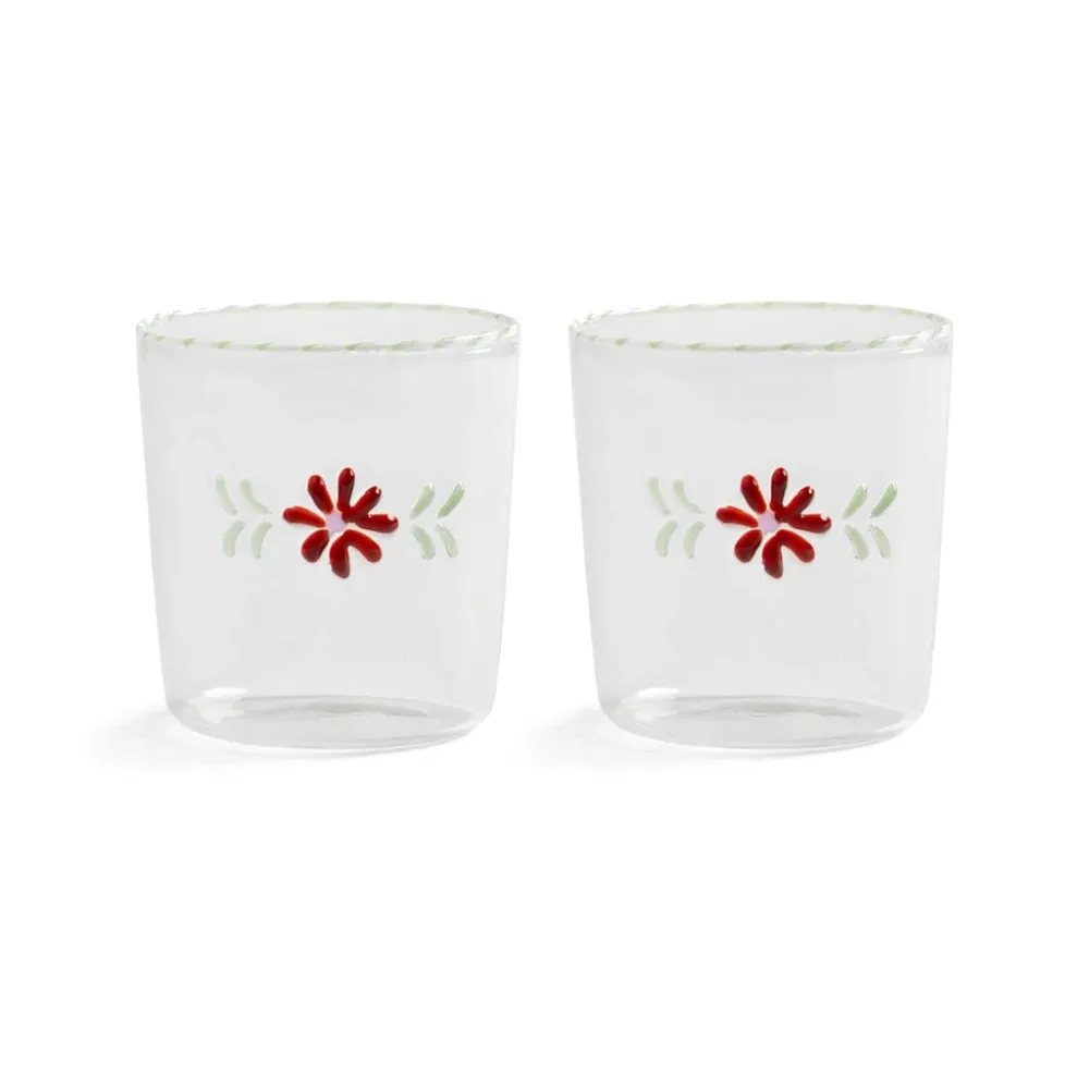 &Klevering - Glas Flora rot 2er Set